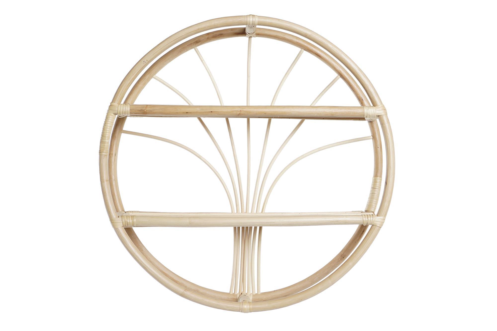 DKD Home Decor Estantería de Pared Balines de Ratán Natural 60x60x14 cm con 2 Baldas