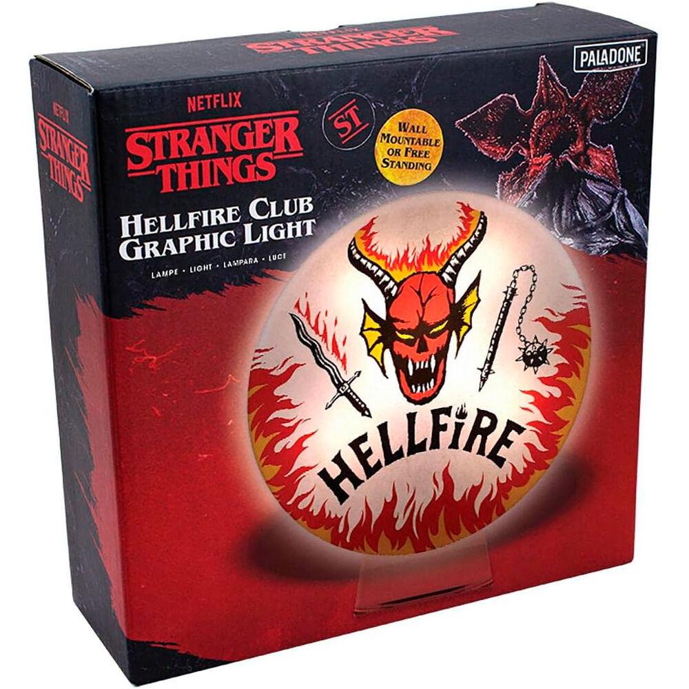 Paladone Lámpara Hellfire Club Stranger Things - 23.5cm, USB/Pilas AAA, Luz Cálida, Decorativa Mural o Sobremesa