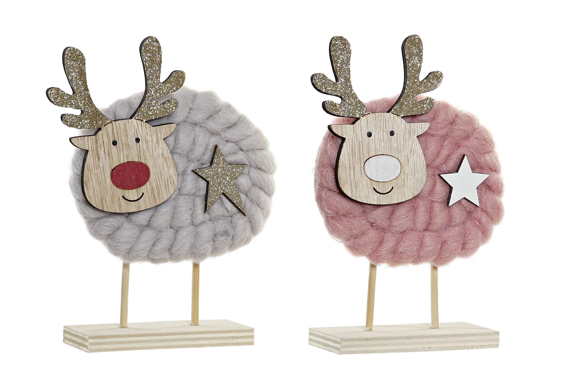 Adorno Navideño DKD Home Decor Poliéster Madera (2 pcs) (10 x 4 x 16 cm)