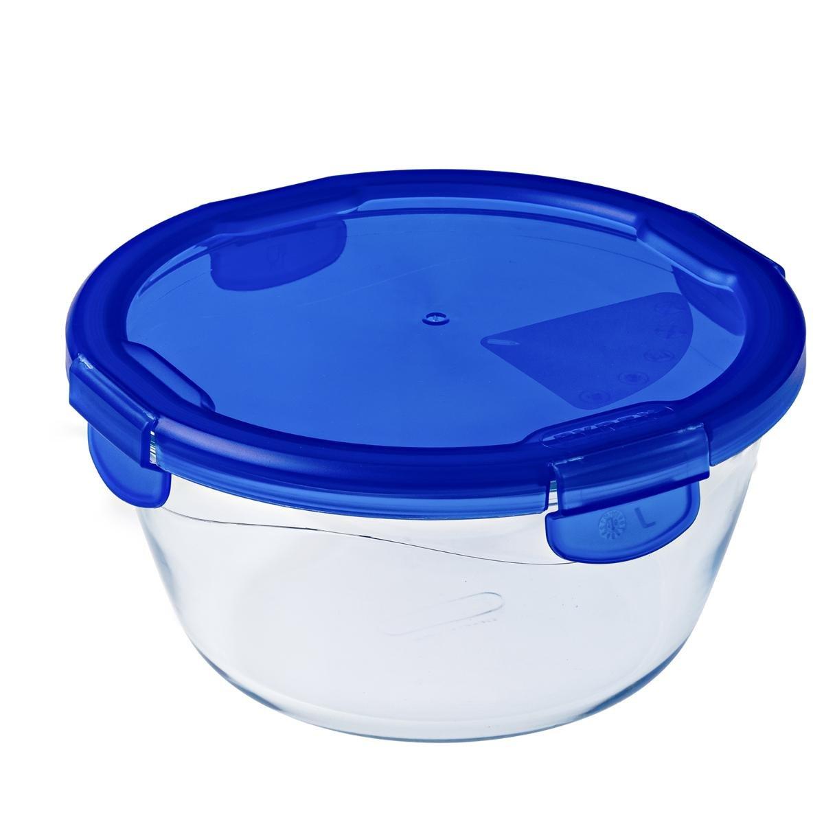 Pyrex Recipiente Redondo Cook&Go de Vidrio Borosilicato 0,7 L con Tapa Hermética 4 Cierres. Apto Horno, Microondas, Congelador y Lavavajillas.