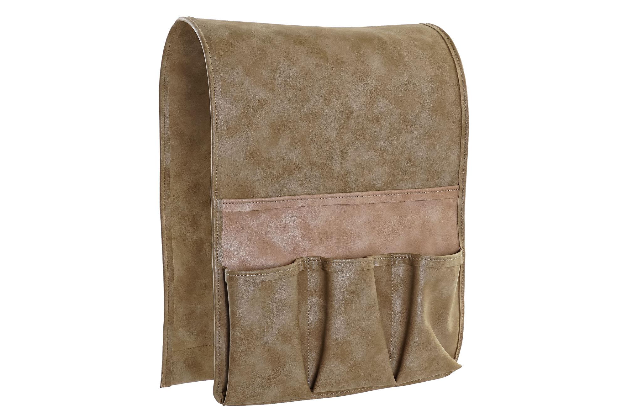 DKD Home Decor Portamandos Organizador Mandos a Distancia Tradicional, Material PU, Colores Marrón y Beige, Medidas 90x30x0,5 cm