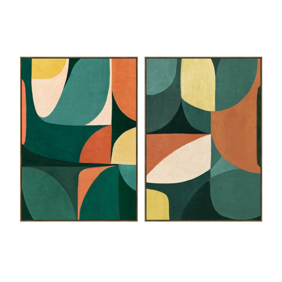 DKD Home Decor Set de 2 Cuadros de Lienzo Urban Moderno Verde Terracota 140x100 cm para Decoración