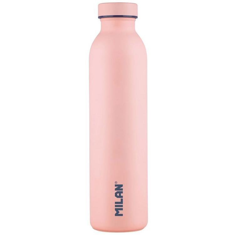 Milan 1918 Botella isotérmica de acero inoxidable rosa 591 ml con doble pared, para bebidas frías y calientes