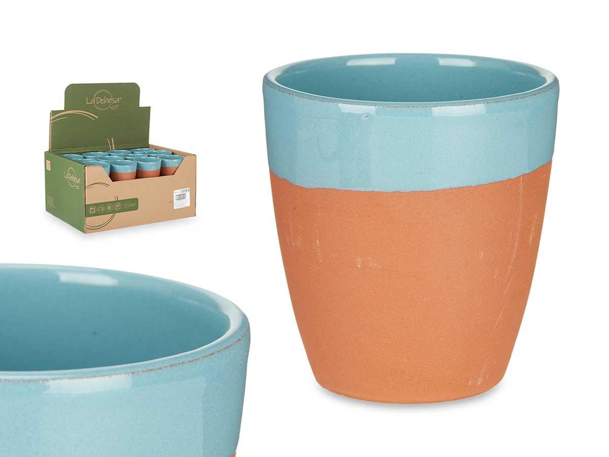 La Dehesa Vaso de Barro 330 ml Turquesa 9x9.5x9 cm - Apto Horno, Microondas, Nevera y Lavavajillas (24 Unidades)