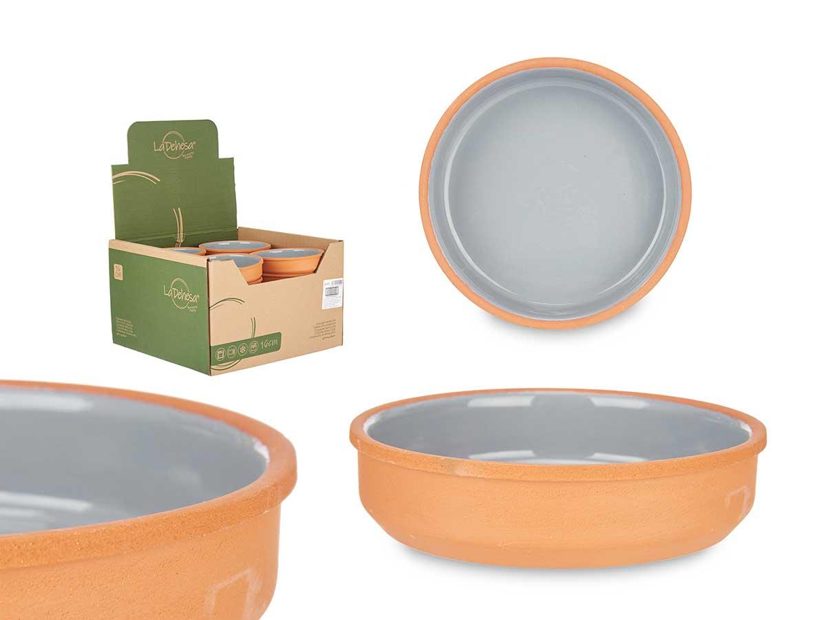 La Dehesa Cazuela de Barro Redonda 16 cm Gris, Apta para Horno, Microondas, Nevera y Lavavajillas (20 Unidades)