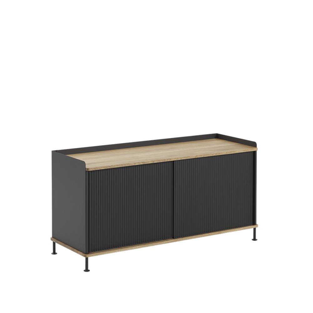 Aparador Enfold Low Black-Oak-Metal