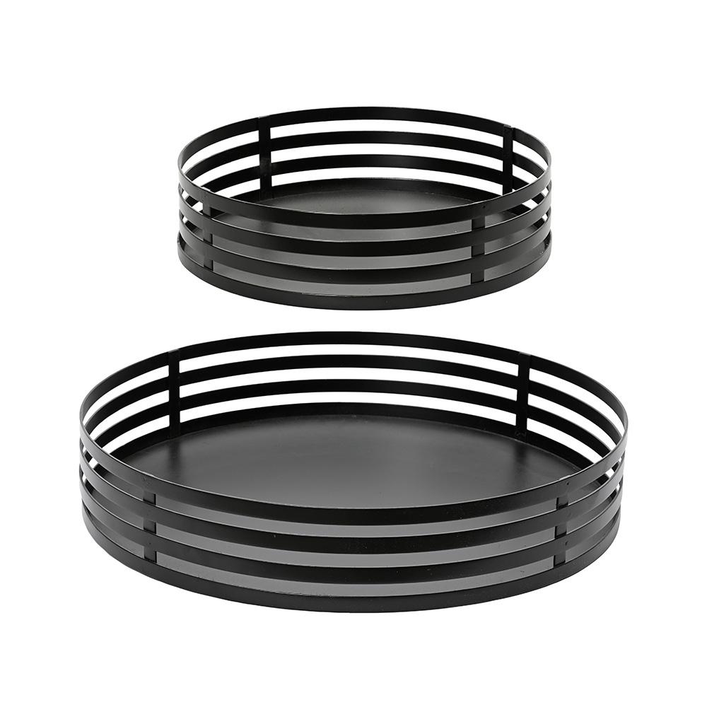 Decoris Juego de Bandejas de Hierro Negro Ø38 y Ø28 cm, 2 Unidades