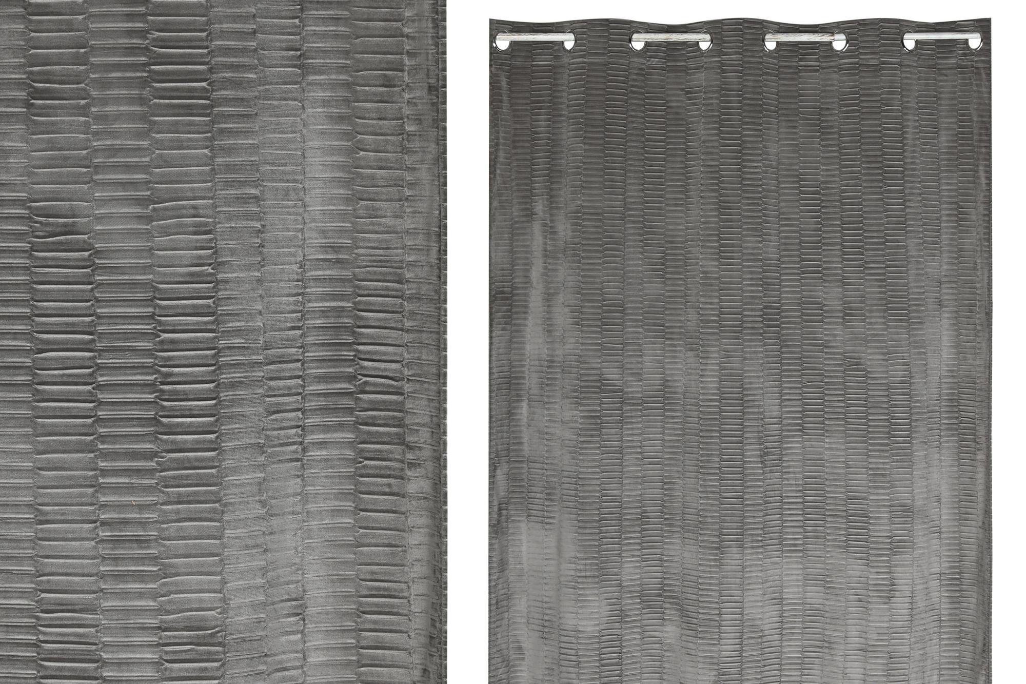 DKD Home Decor Cortina Urban Poliéster Gris Claro 260 x 140 cm con 8 anillas (2 Unidades)