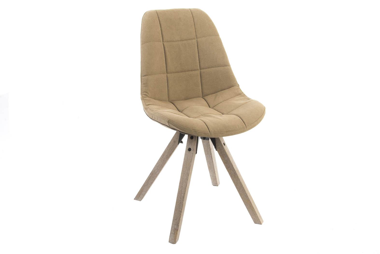 DKD Home Decor Silla Scandi Marrón Natural Pino Poliéster Algodón Desmontable 55x85x47 cm, Altura Asiento 51cm (2 Unidades)