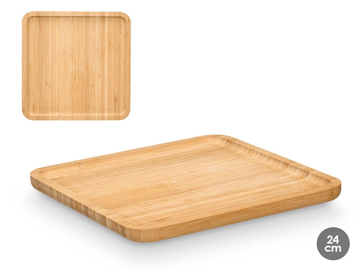 Kinvara Bandeja Cuadrada de Bambú 24x24 cm - Color Natural (12 Unidades)