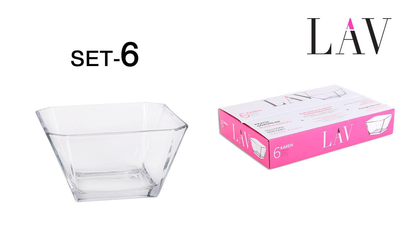 Lav Set 6 Bols Cuadrados Karen 10.5x10.5x5.7 cm (8 Cajas)