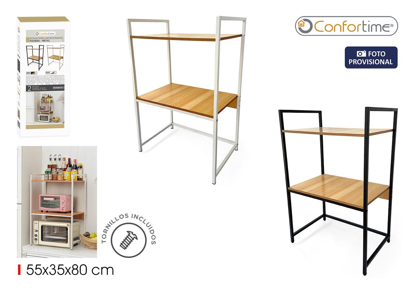 Confortime Estantería de 2 Niveles para Microondas y Almacenamiento 55 x 35 x 80 cm (2 Unidades)