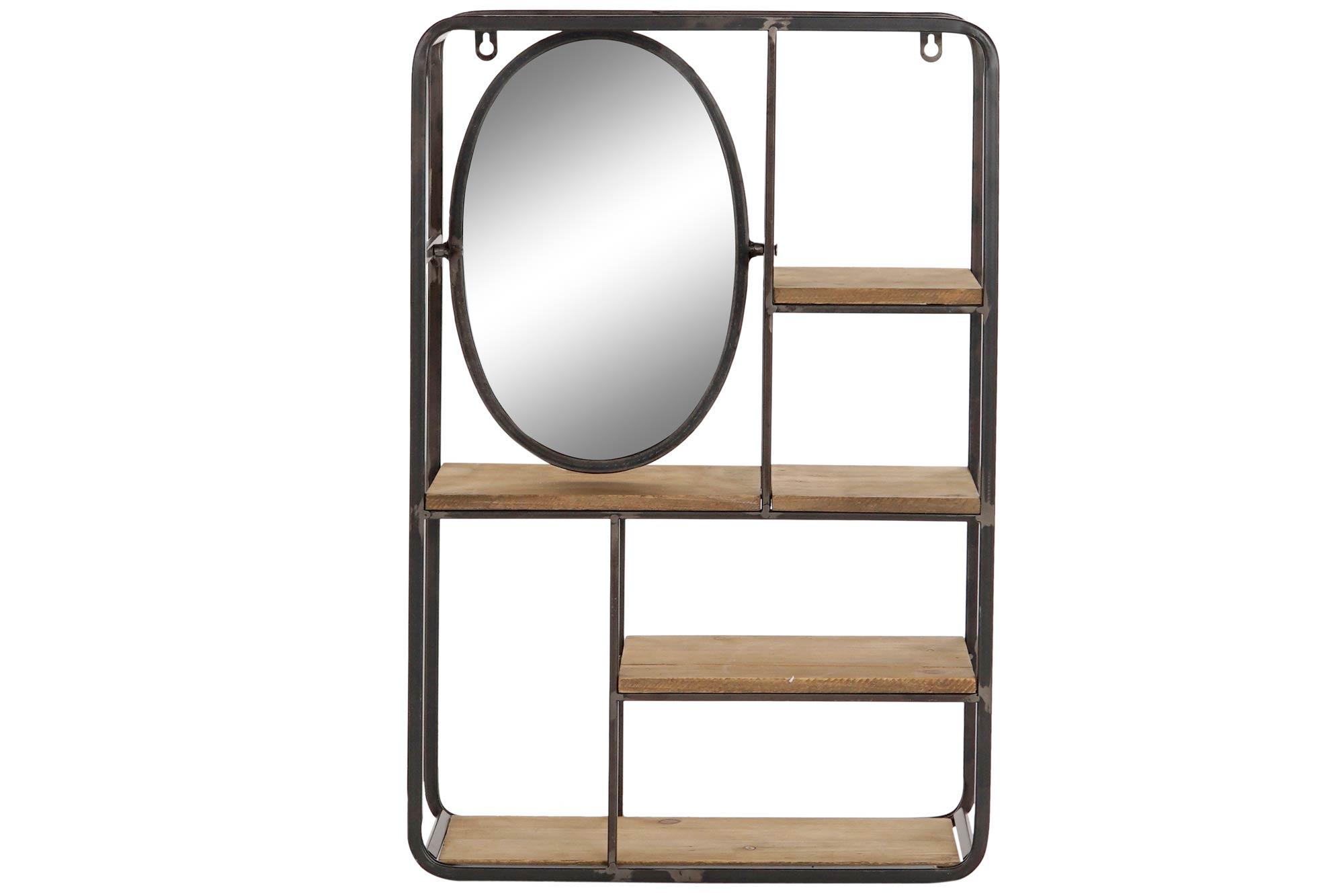 DKD Home Decor Estantería Loft con 4 Estantes de Metal y MDF, Marrón Claro/Negro, 39.5x13.2x60.3 cm