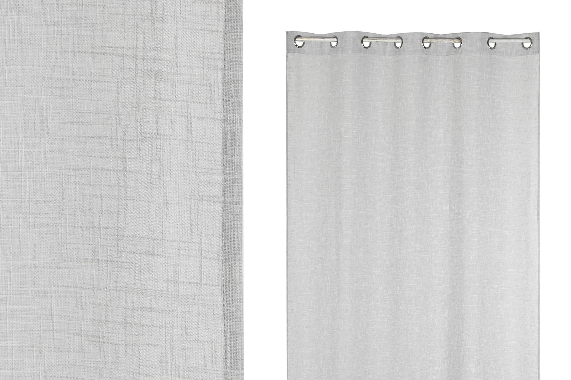 DKD Home Decor Cortina Urban Plain23 Gris Poliéster 140 x 260 cm con 8 Anillas (2 Unidades)