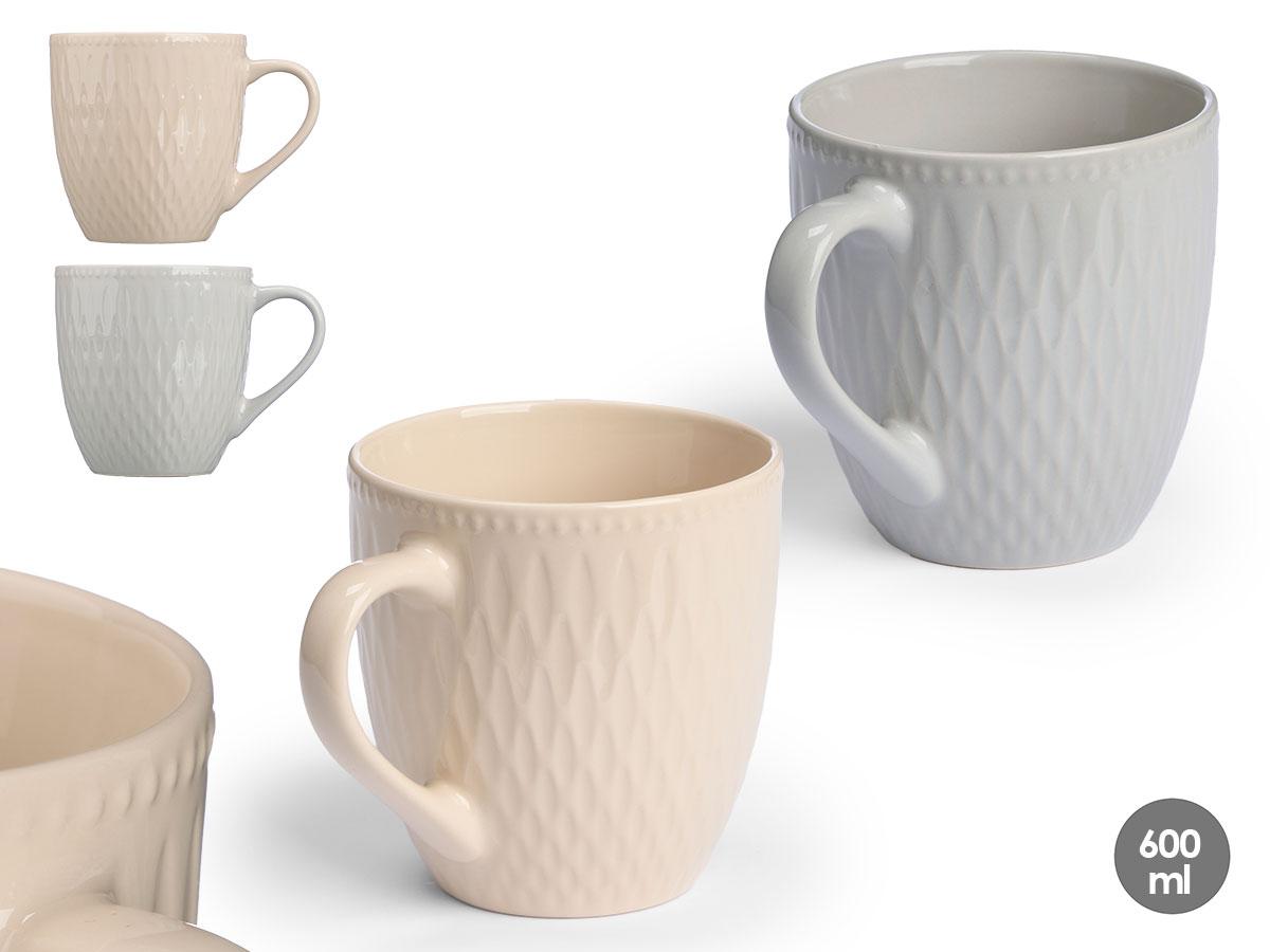 Vessia Tazón Desayuno Surtido 600 ml Cerámica Loza Beige/Gris 15x11.5x11 cm (24 Unidades)