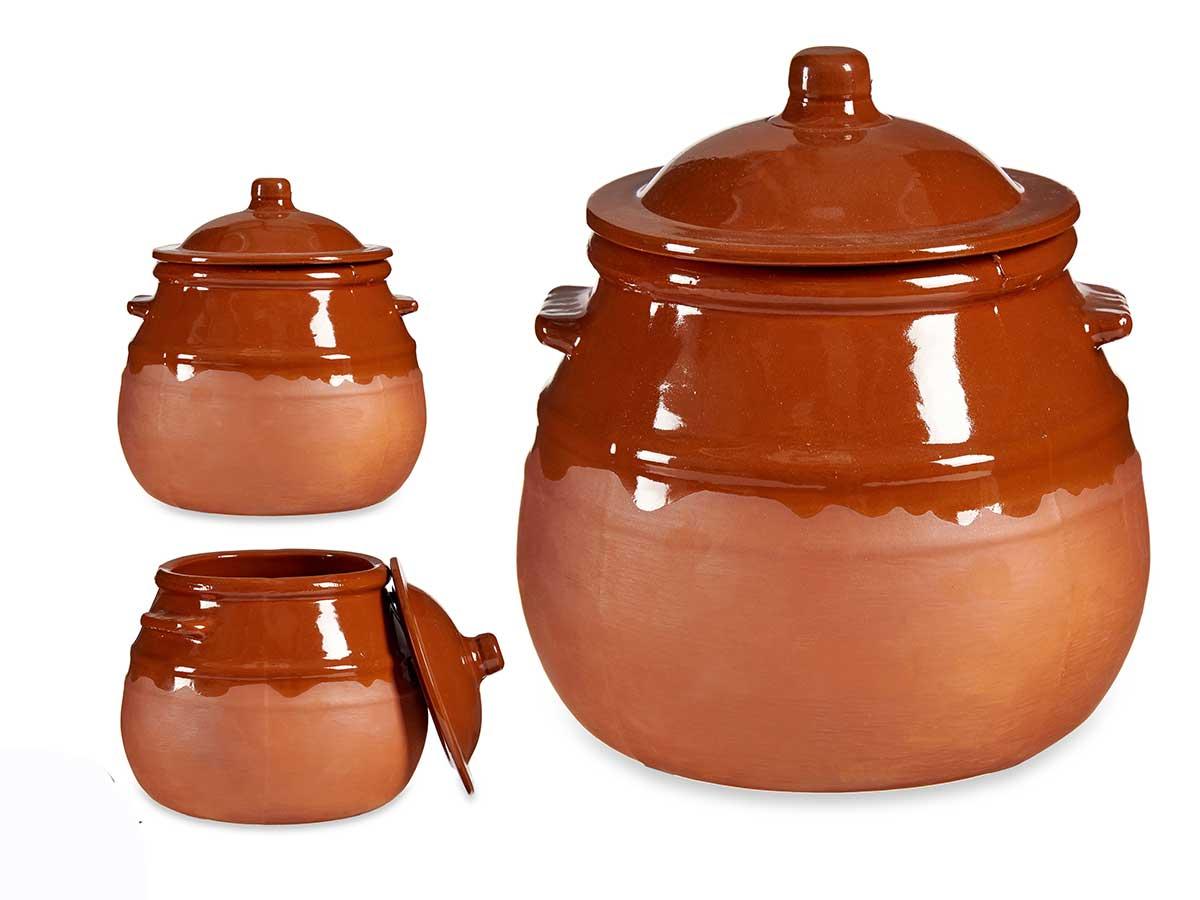 La Dehesa Puchero 2 L de barro refractario color miel, 19x20.5x18 cm (4 Unidades)