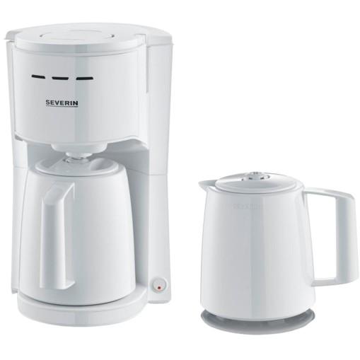 Severin KA 9309 Cafetera de Filtro, 1L, para Café Molido, con 2 Jarras, 1000W, Blanco, para Encimera