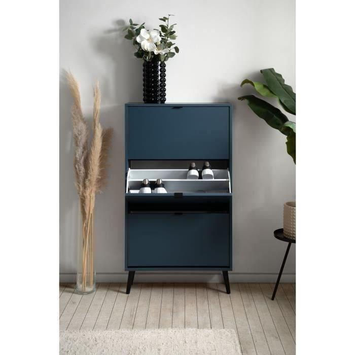 Zapatero VIGO 49A VIGO003857 Azul noche Patas de madera maciza - 70 x 24 x 125 cm