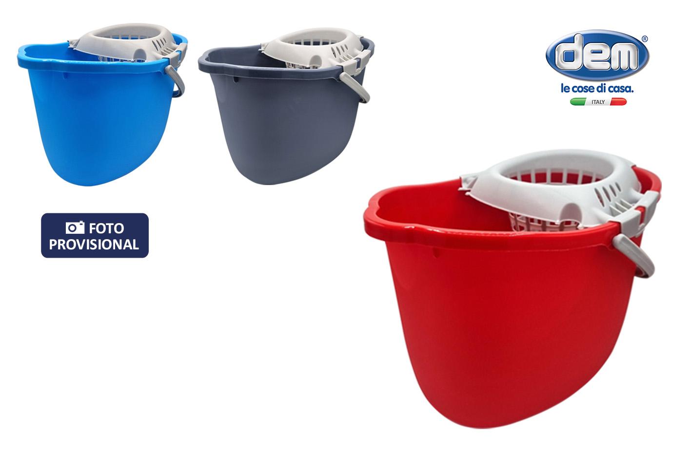 Inde Cubo de 15 litros con escurridor, colores surtidos, 28x30x39 cm (12 Unidades)