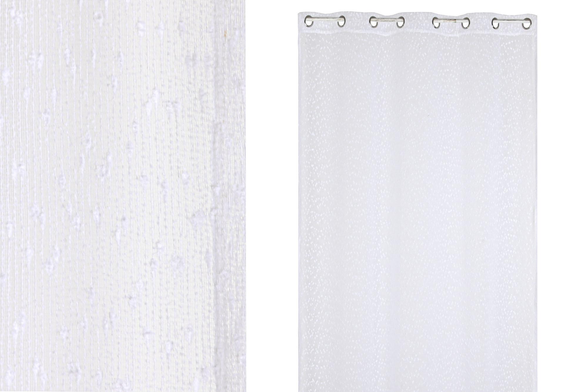 DKD Home Decor Cortina Basicos de Poliéster Blanca con 8 Anillas 140 cm Ancho x 260 cm Largo