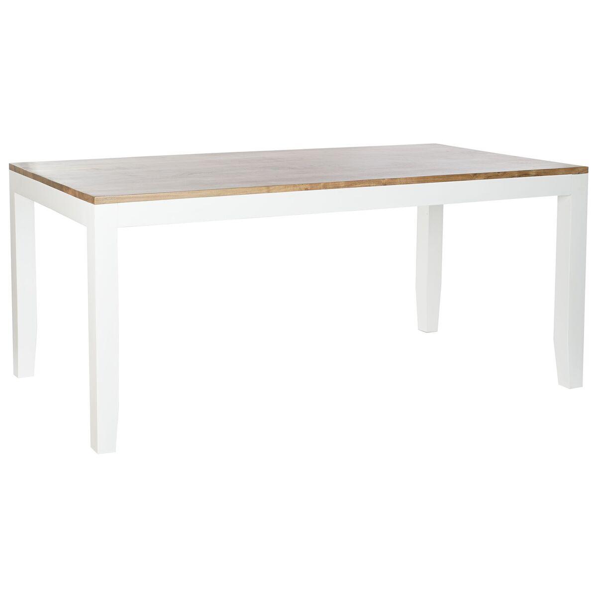 DKD Home Decor Mesa Comedor Urban Daniela 200x100x80 cm Blanco Marrón para 8 Personas Madera Mango Acacia