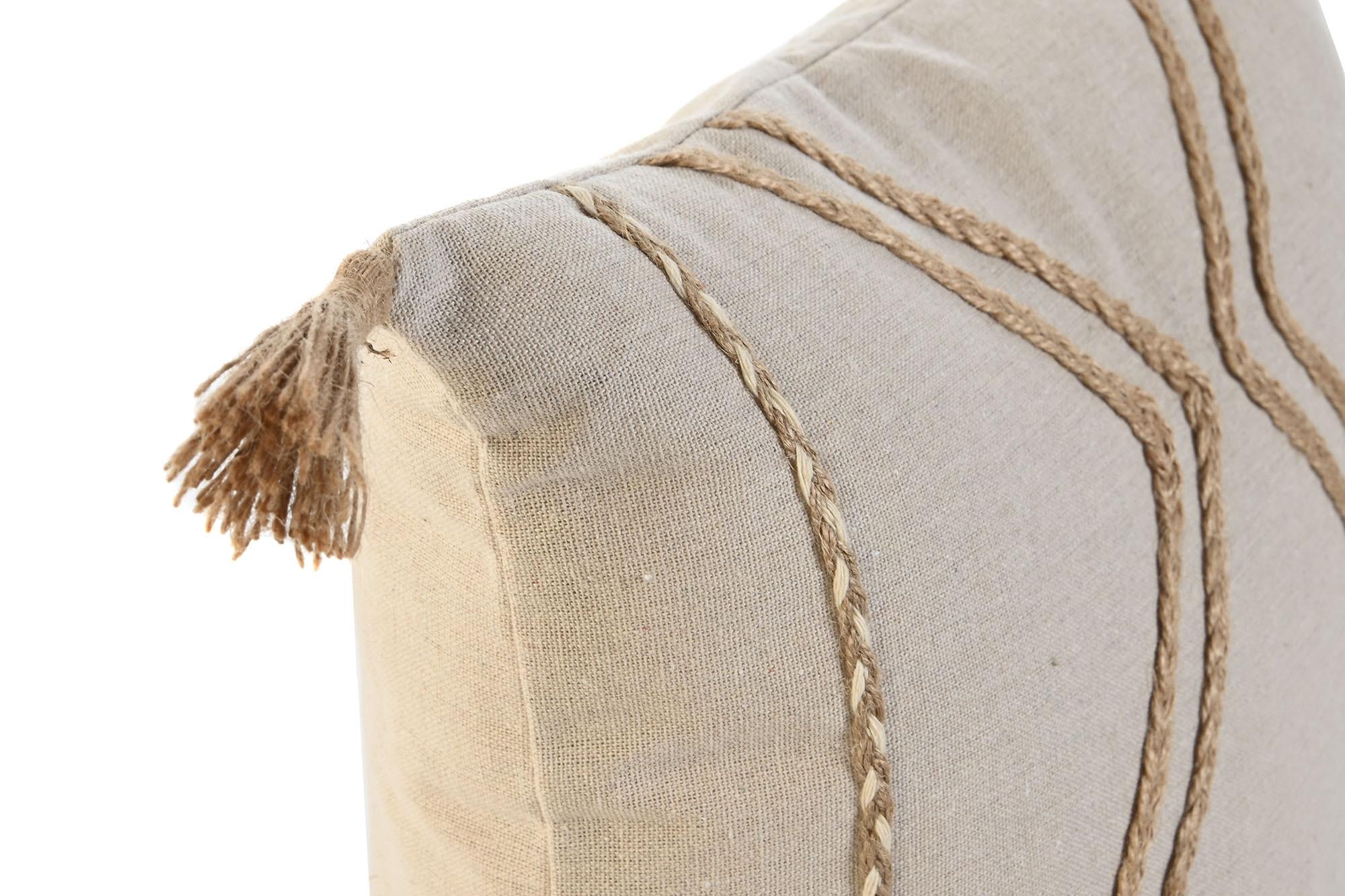 DKD Home Decor Cojín Boho Ivory26 de Poliéster con Cremallera Crudo Beige 45x45x5 cm (2 Unidades)