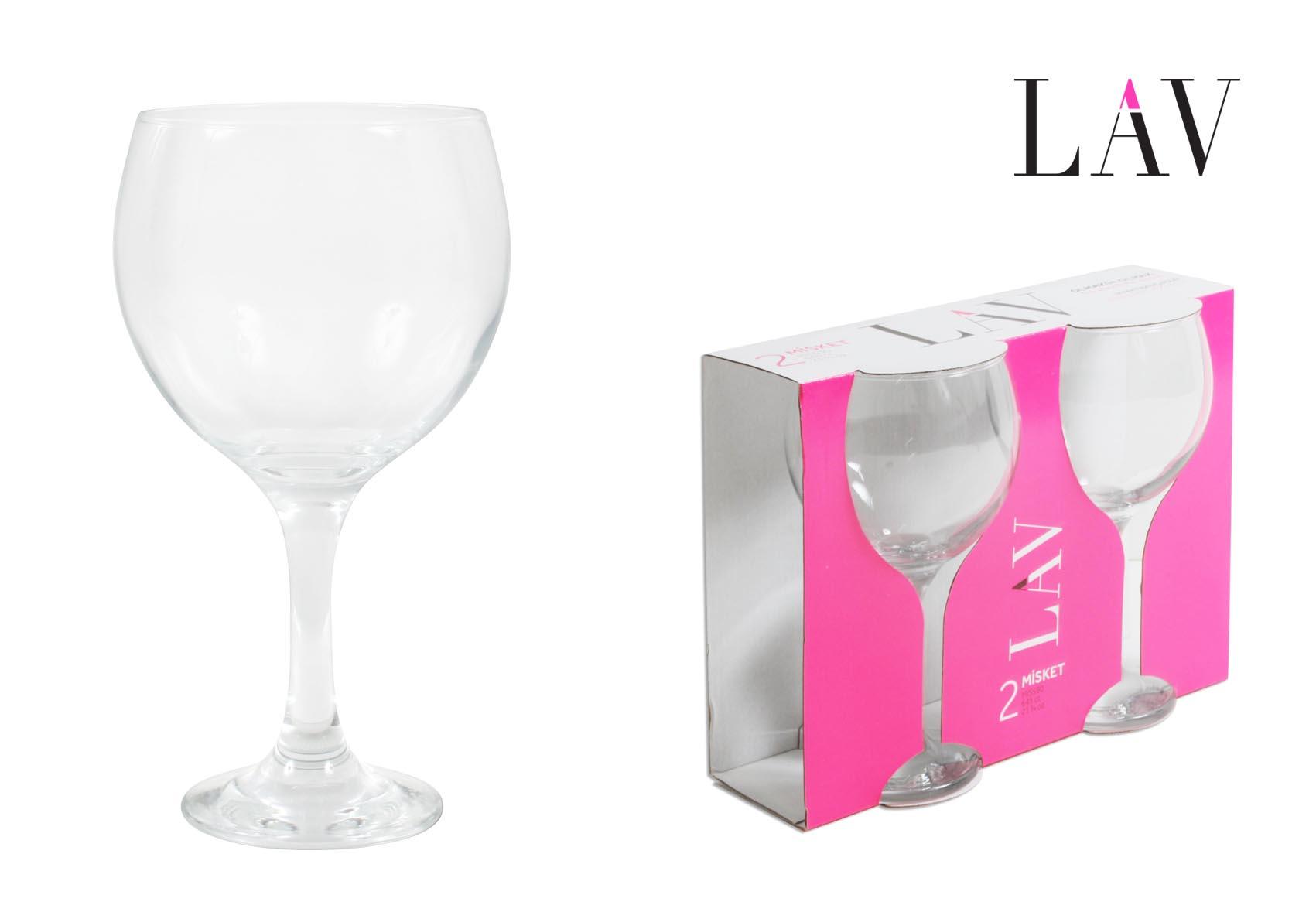Lav Set 2 Copas para Combinados Misket 645 ml - Diseño Elegante para Cócteles, Ø9.3x20 cm (12 Cajas)