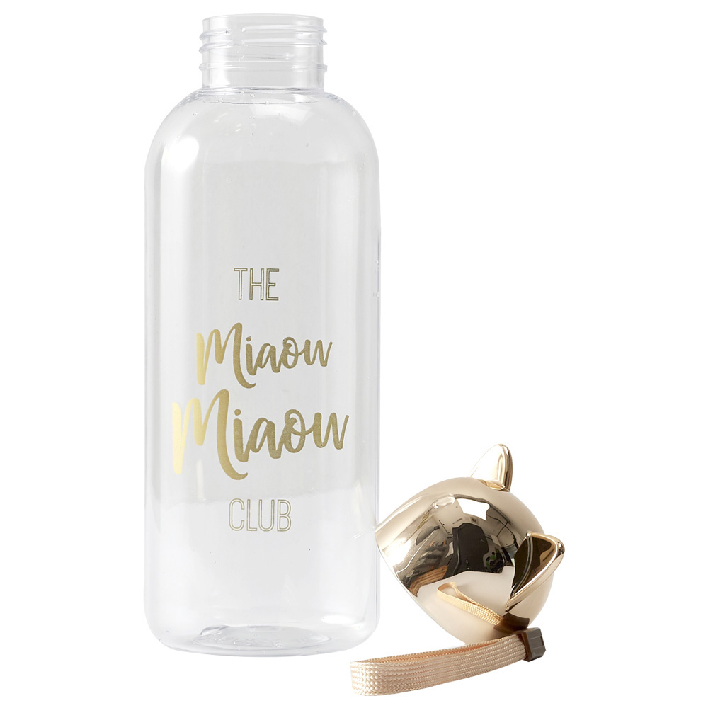 The Concept Factory Botella Gato 850 Ml con Orejas de Gato Dorado y Correa