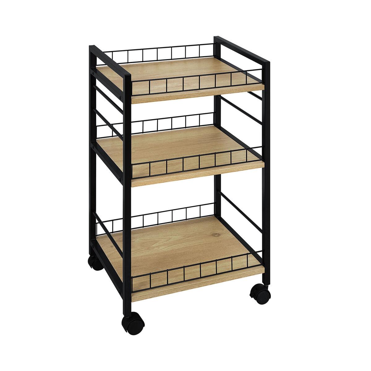 Carrito Verdulero Versa Negro Metal Plástico Melamina 30 x 76 x 40 cm