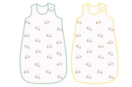 DKD Home Decor Saco de Dormir Bebé 100% Algodón Amarillo Verde Pack de 4 Unidades 6x24x24cm