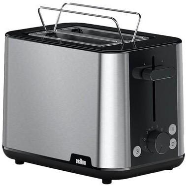 Braun 1510 BK PurShine Tostadora 2 Rebanadas 900W, 8 Niveles de Tostado, Negro/Acero Inoxidable con Bandeja Recogemigas