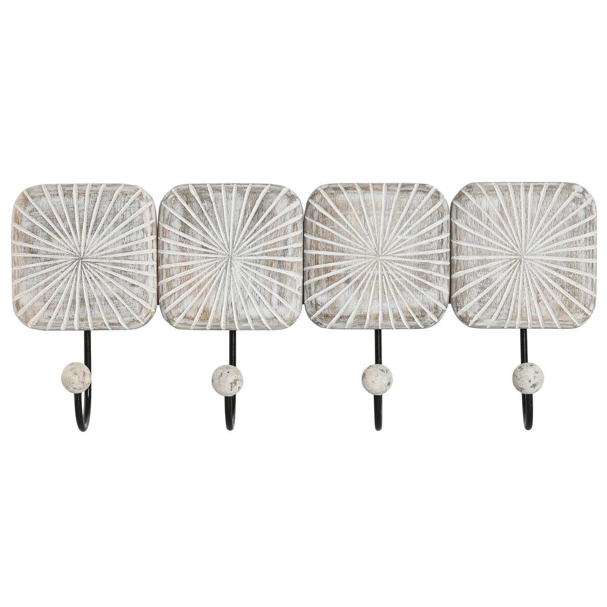 Perchero de Pared Home ESPRIT Blanco Negro Hierro Madera de mango Urbano 41 x 7 x 17 cm