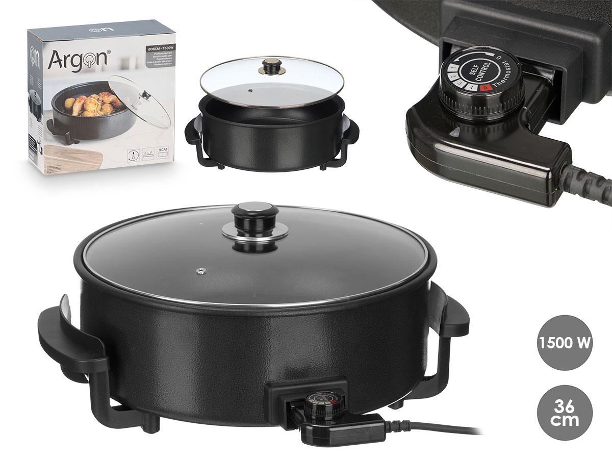 Argon Paellera Eléctrica 36 cm 1500W, Aluminio y Hierro, Negro/Plata (4 Unidades)