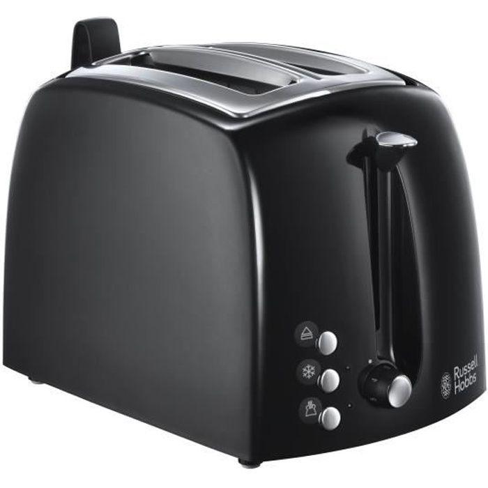 Russell Hobbs 22601-56 Tostador Textures Plus, Negro Mate/Alto Brillo, Ranuras Extra Largas, Función Pan Congelado, Ajuste de Tueste