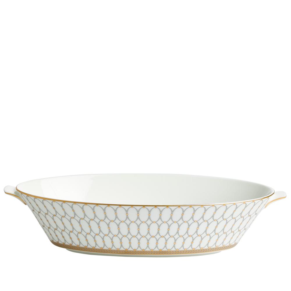 Wedgwood Legumbrera Oval Renaissance Gre 33,9 cm (2 Unidades) Diseño Renacentista Gris con Toques Dorados Apto Lavavajillas