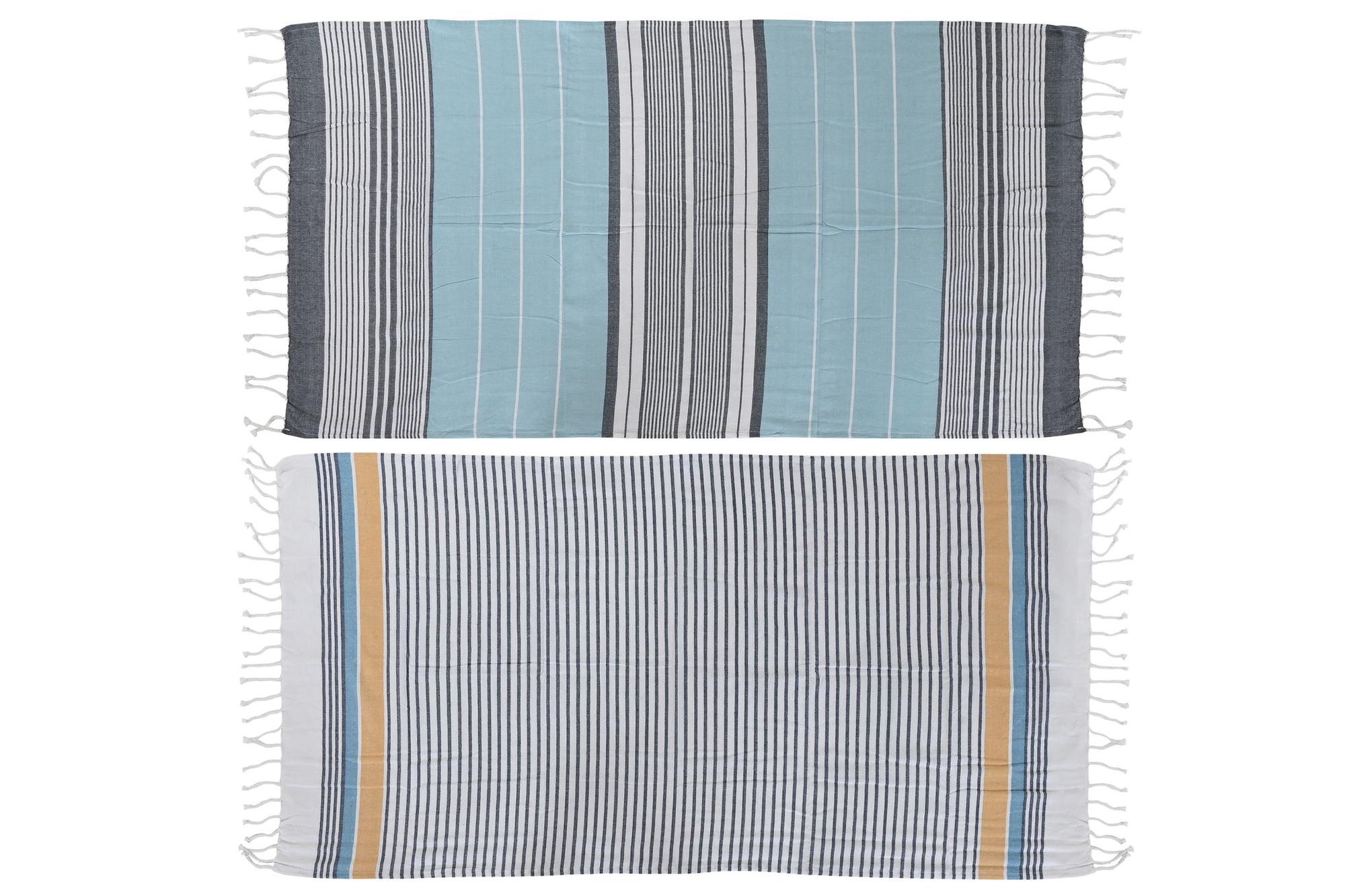 DKD Home Decor Toalla Mediterraneo Multicolor Surtido 170x90 cm | Pack 6 Unidades de Algodón Poliéster 170 gsm