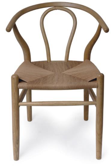 DKD Home Decor Silla Horeca Cottage Natural de Olmo y Fibra, 56x48x80cm, Altura Asiento 45cm (Pack 2 Unidades)
