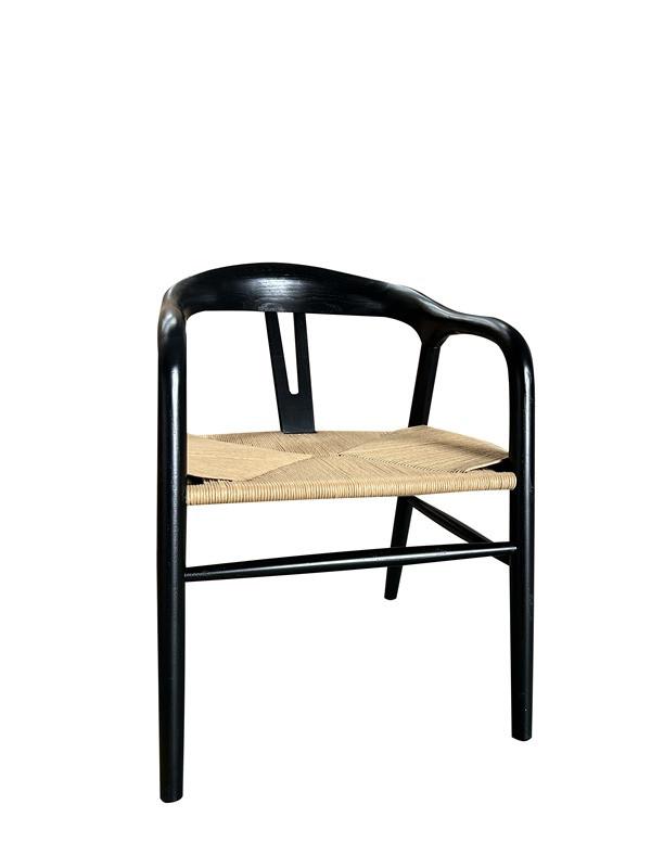 DKD Home Decor Silla Horeca de Olmo y Fibra, Negro/Crema, 53 x 78 x 57 cm (2 Unidades)