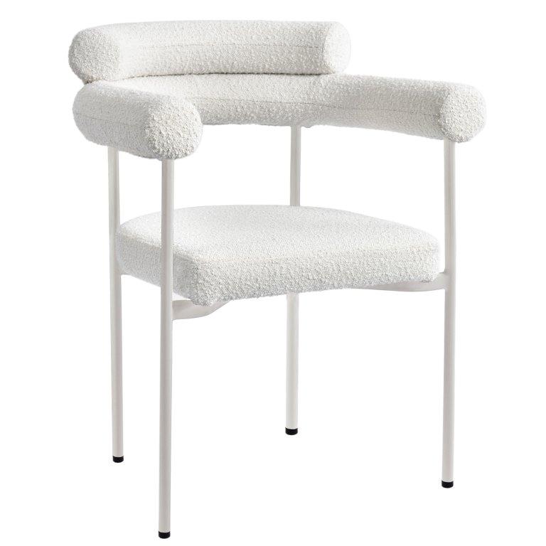 DKD Home Decor Silla Scandi Blanca 75 x 82 x 64 cm Poliéster/Metal (2 Unidades) – Altura Asiento 48 cm Desmontable