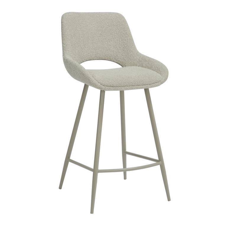 DKD Home Decor Taburete Moderno Beige de Poliéster y Metal, 100 cm Alto, Asiento 69 cm, 49 cm Ancho (2 Unidades)