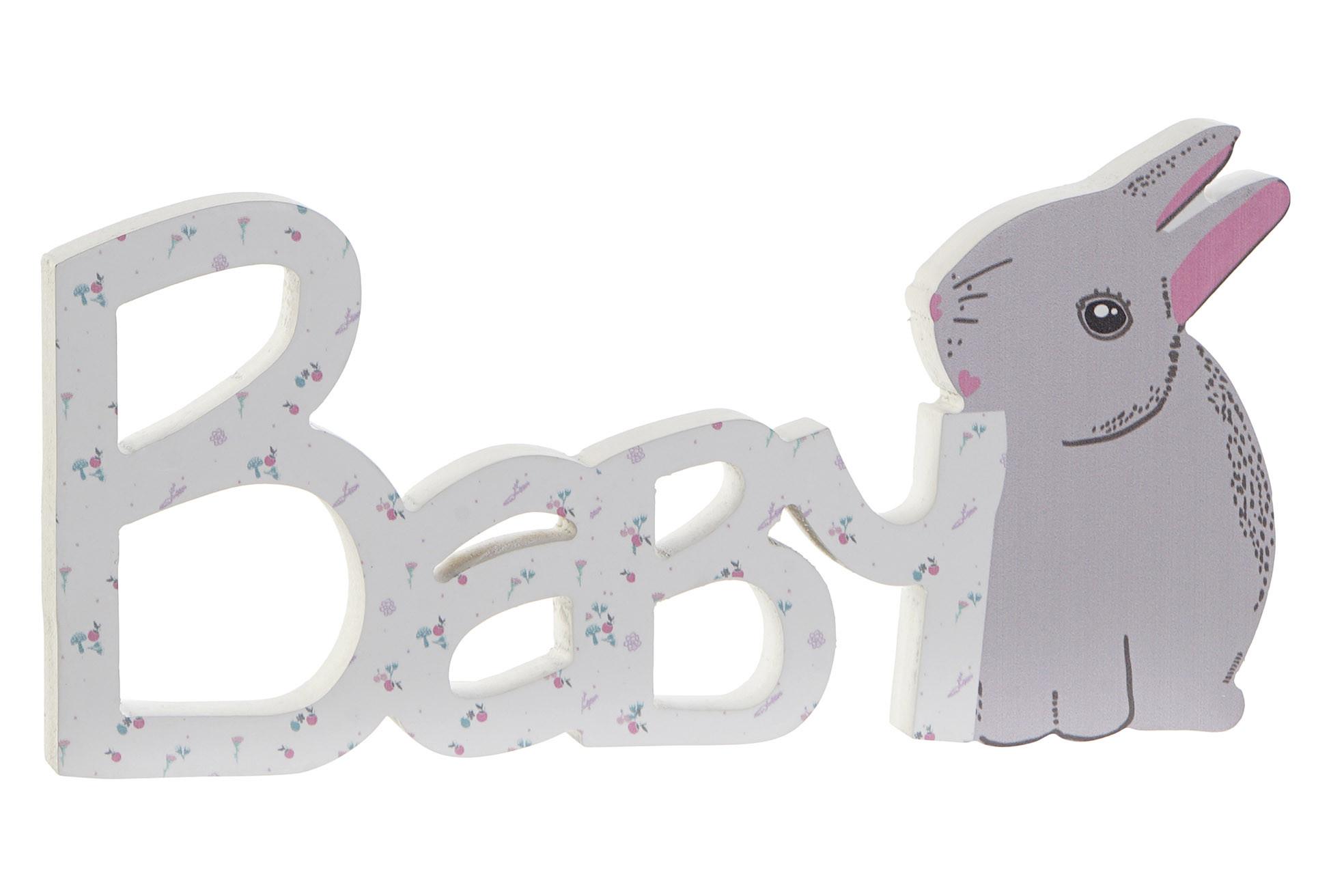 DKD Home Decor Decoración Infantil Diseño Conejos Multicolor de MDF 2 x 8 x 30 cm (4 Unidades)