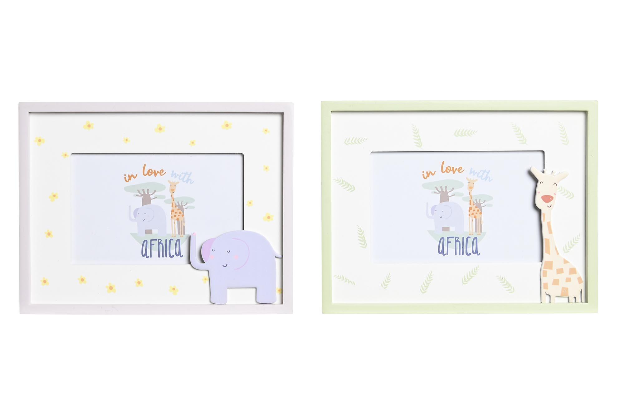 DKD Home Decor Decoración Kids Colección Baobab 6 Unidades Surtido Animales: León, Mapache - MDF Blanco Azul Verde