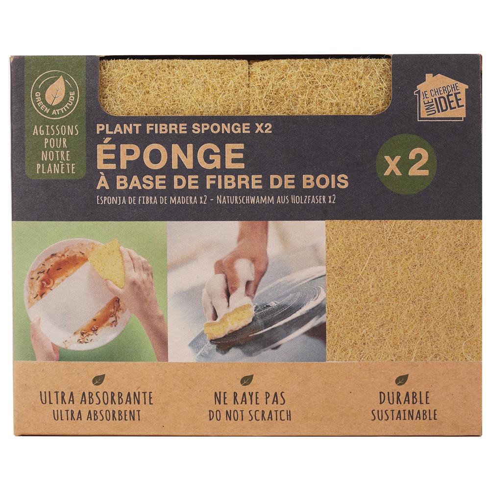 Je cherche une Idee Juego De 2 Esponjas Fibra Madera