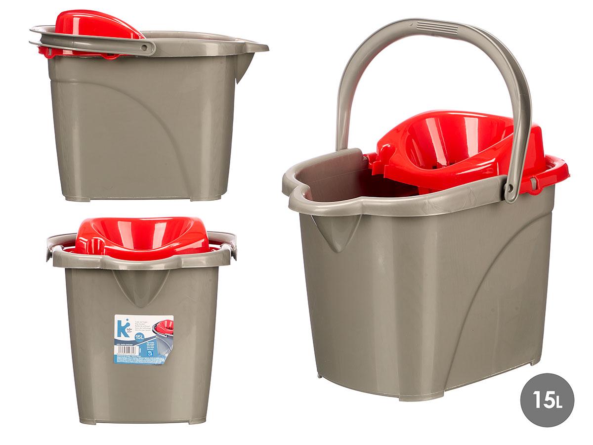 Arte Regal Cubo de Fregar con Ruedas 15L Plástico Rojo Gris 41x32x31 cm (10 Unidades)