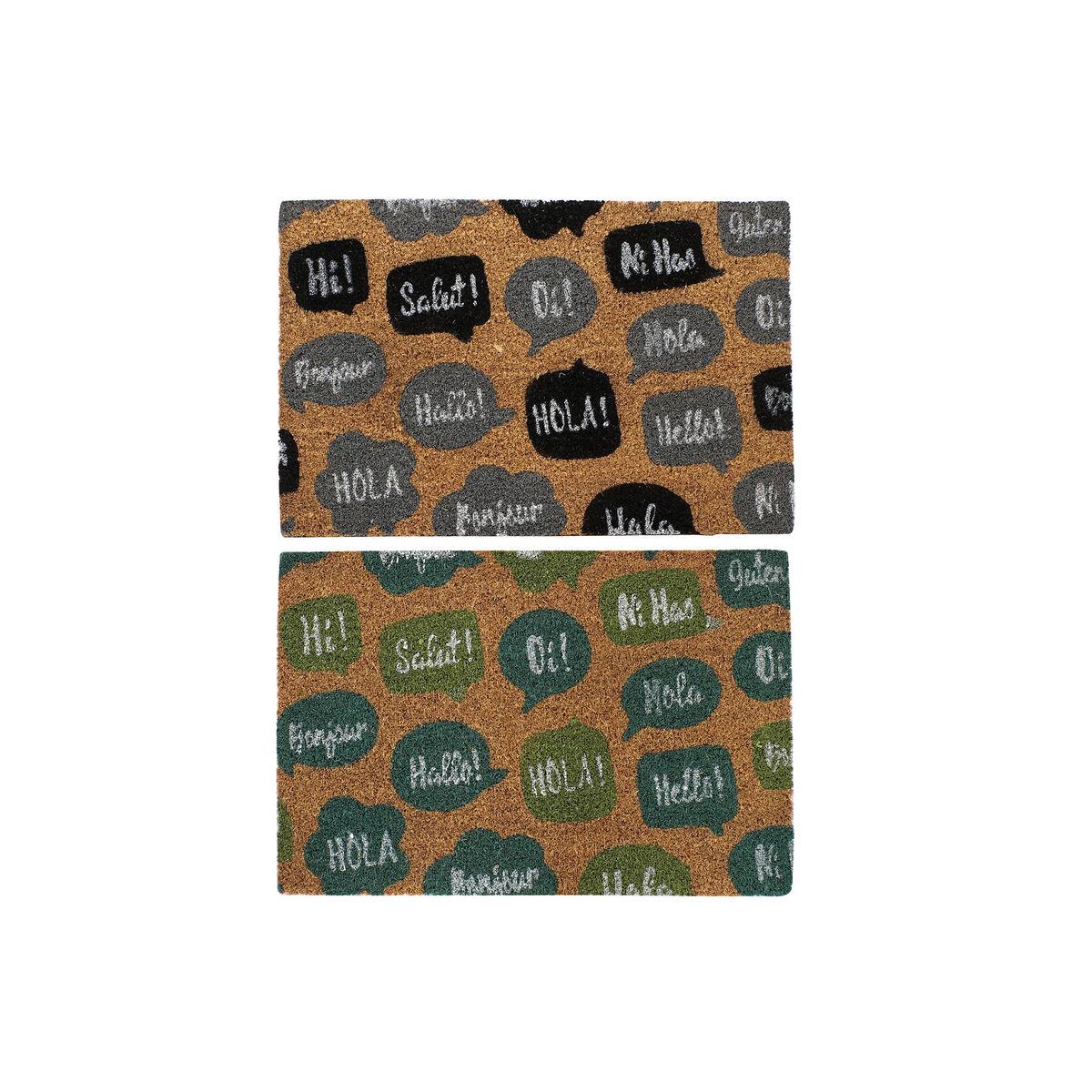 DKD Home Decor Felpudo Básico de Fibra de Coco y Goma, 60x40 cm, Colores Surtidos (2 Unidades)