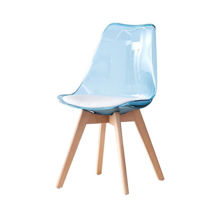 DKD Home Decor Silla de Comedor Urban de Abedul y PVC Azul Blanco, 54x47x81 cm, Altura Asiento 43 cm, Desmontable (4 Unidades)