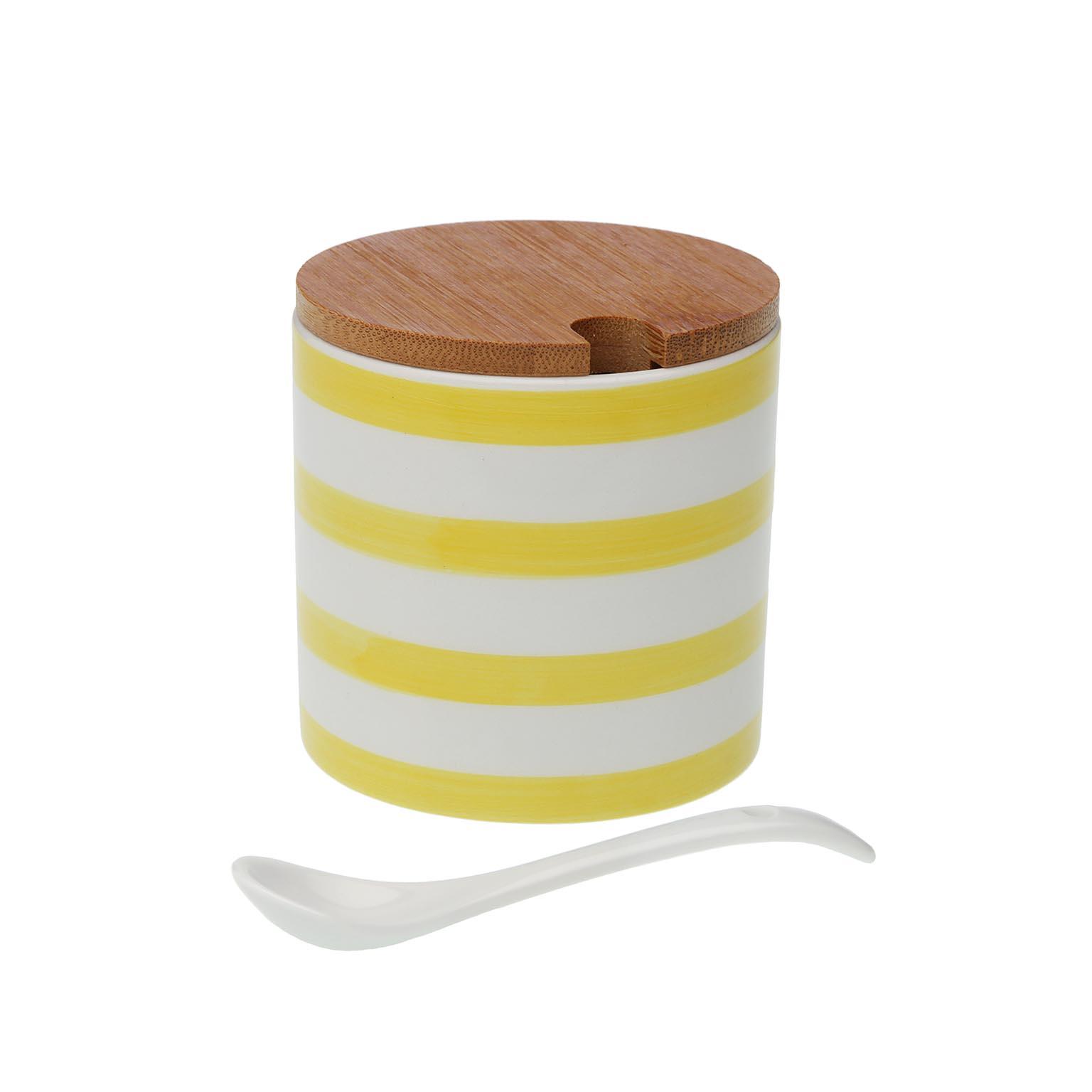 Azucarero Versa Amarillo Cerámica Dolomita 8 x 8 x 8 cm Rayas Redondo