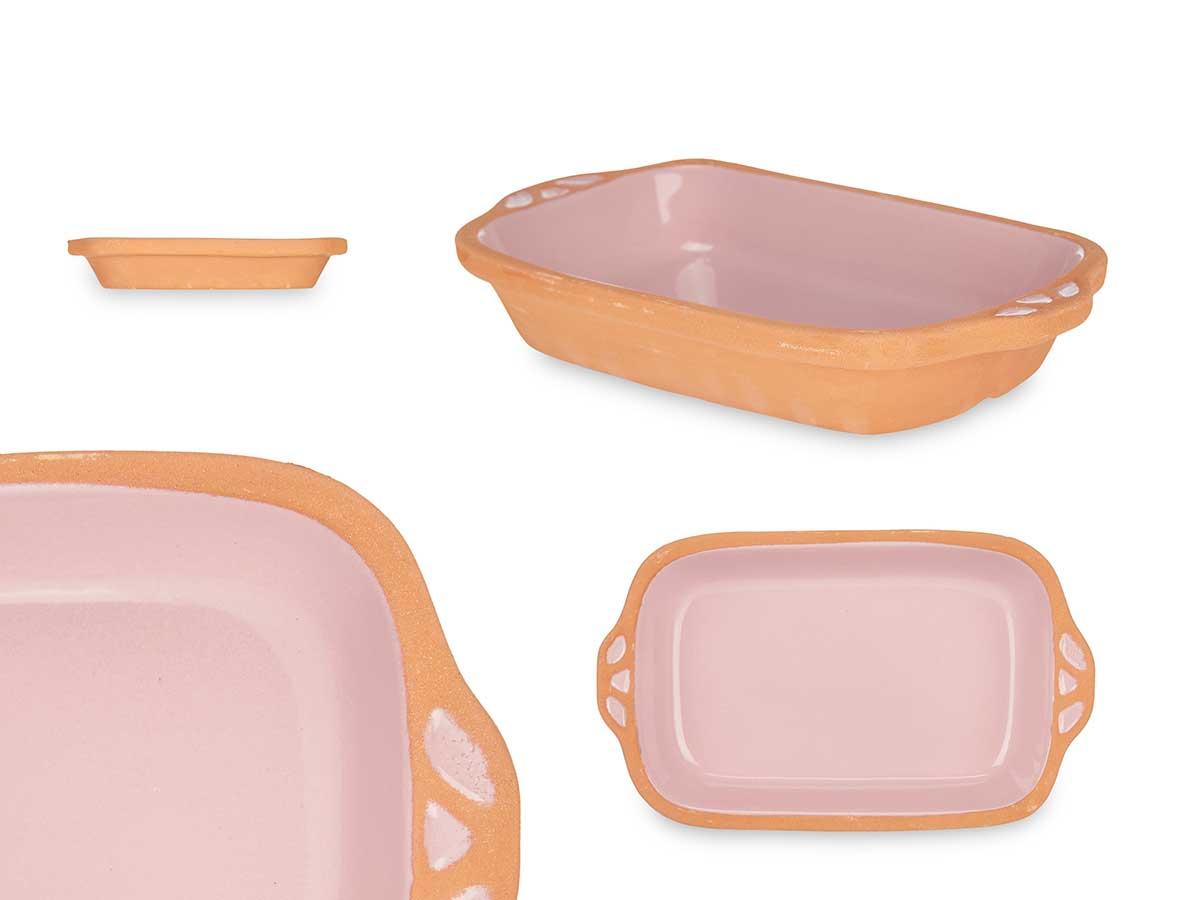 La Dehesa Cazuela de Barro Rectangular con Asas 23 cm Rosa (8 Unidades)