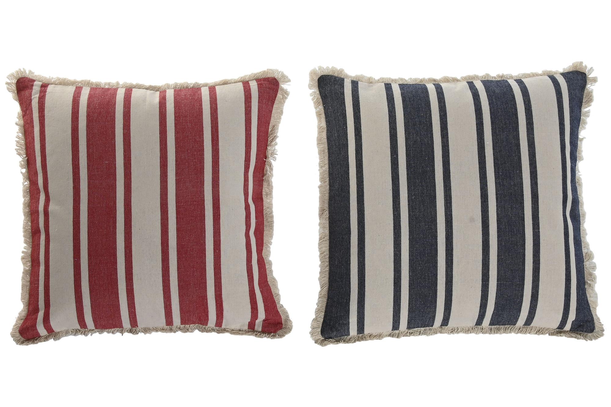 DKD Home Decor Cojín Atlantico Decorativo Rojo y Azul 40x40x12 cm Poliéster con Cremallera 380gsm (Pack de 4)