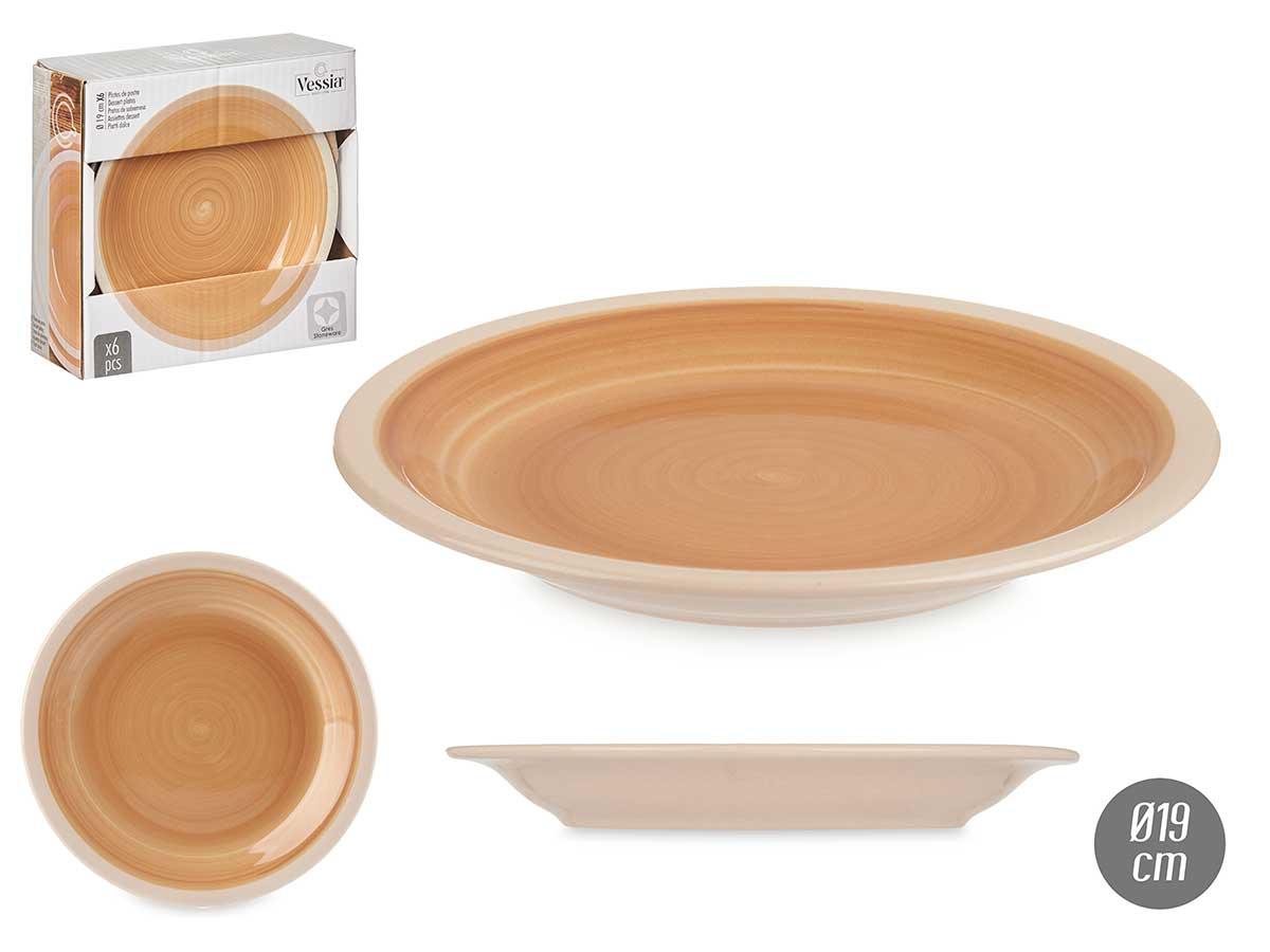 Vessia Plato Postre de Gres Beige, 19 cm - Cerámica (36 Unidades)